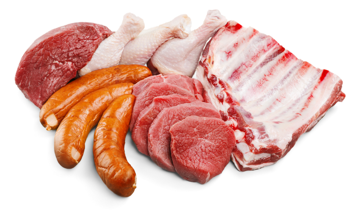 Fresh Raw Meat Background on White Background